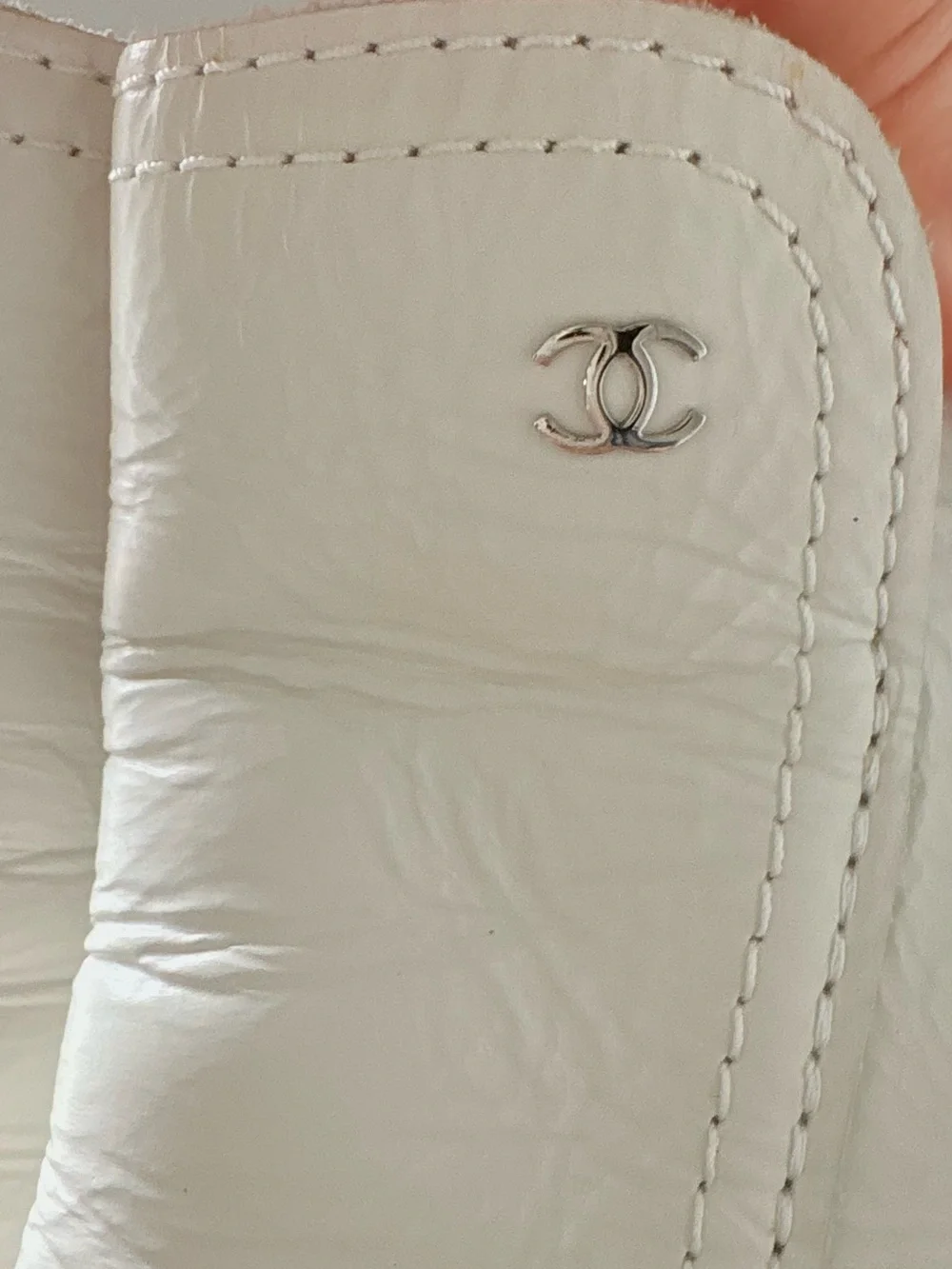 Vintage CHANEL White Leather Ankle Booties with Block Heel